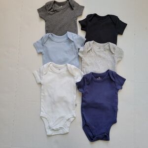 Honest Baby Clothing Set of 6 One Pieces Multi Colors 100% Cotton Newborn Size
